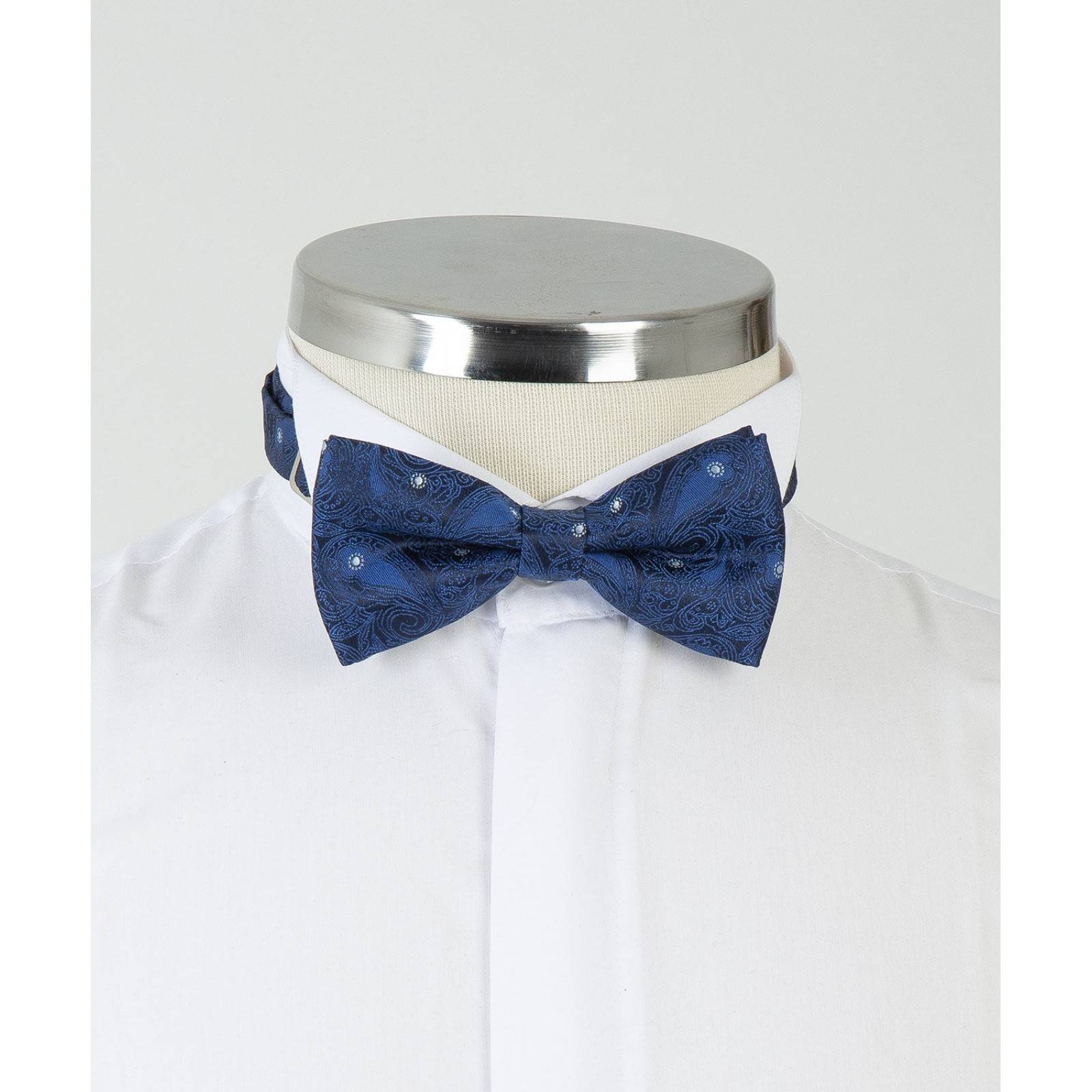 Navy Blue Patterned Bow Tie