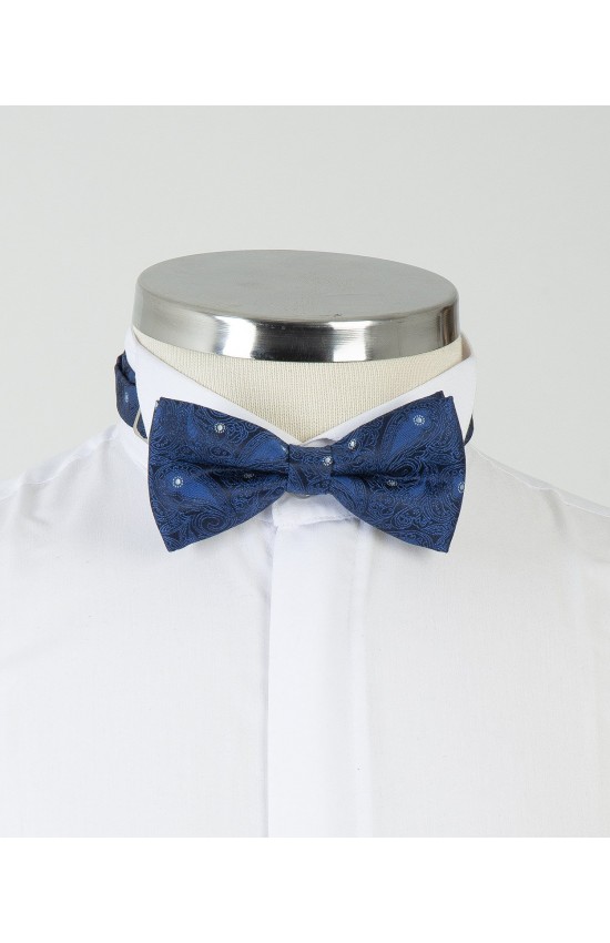 Navy Blue Patterned Bow Tie