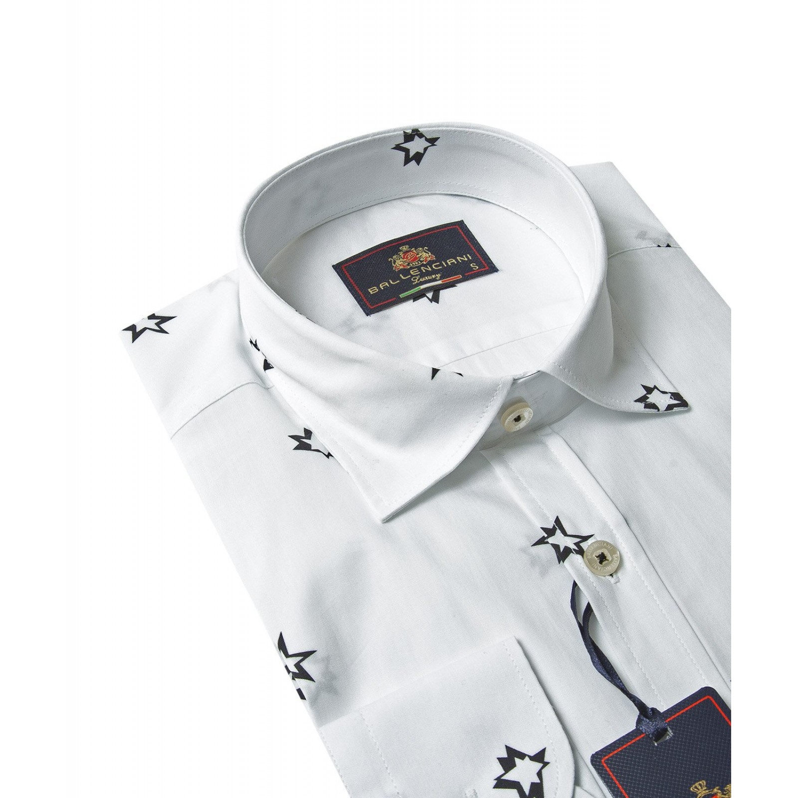 Star Printed White Cotton Shirt