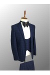 Navy Blue Plaid Suit