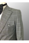 Patched Pocket Gray Plaid Suit