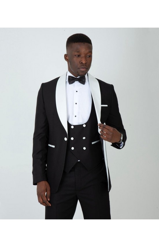 Black with White Lapel Tuxedo