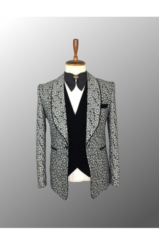 Gray and Black Flower Tuxedo