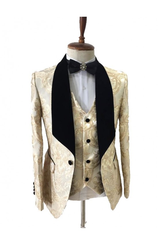 Beige Jacquard Tuxedo