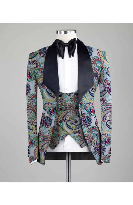 Digital Printed Paisley Colorful Tuxedo