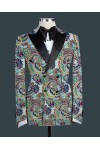Digital Printed Paisley Colorful Double Breasted Tuxedo