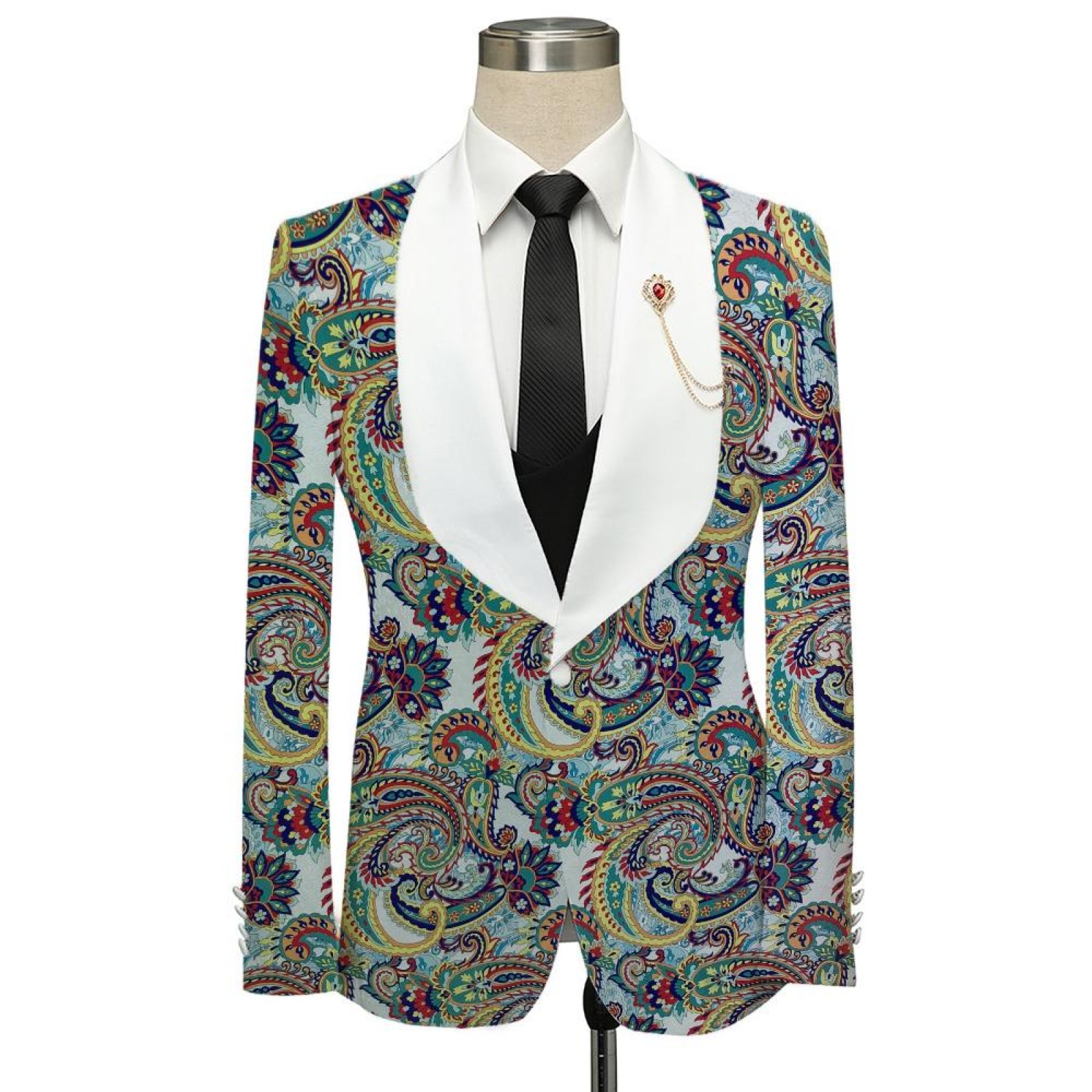 Digital Printed Paisley Colorful Tuxedo