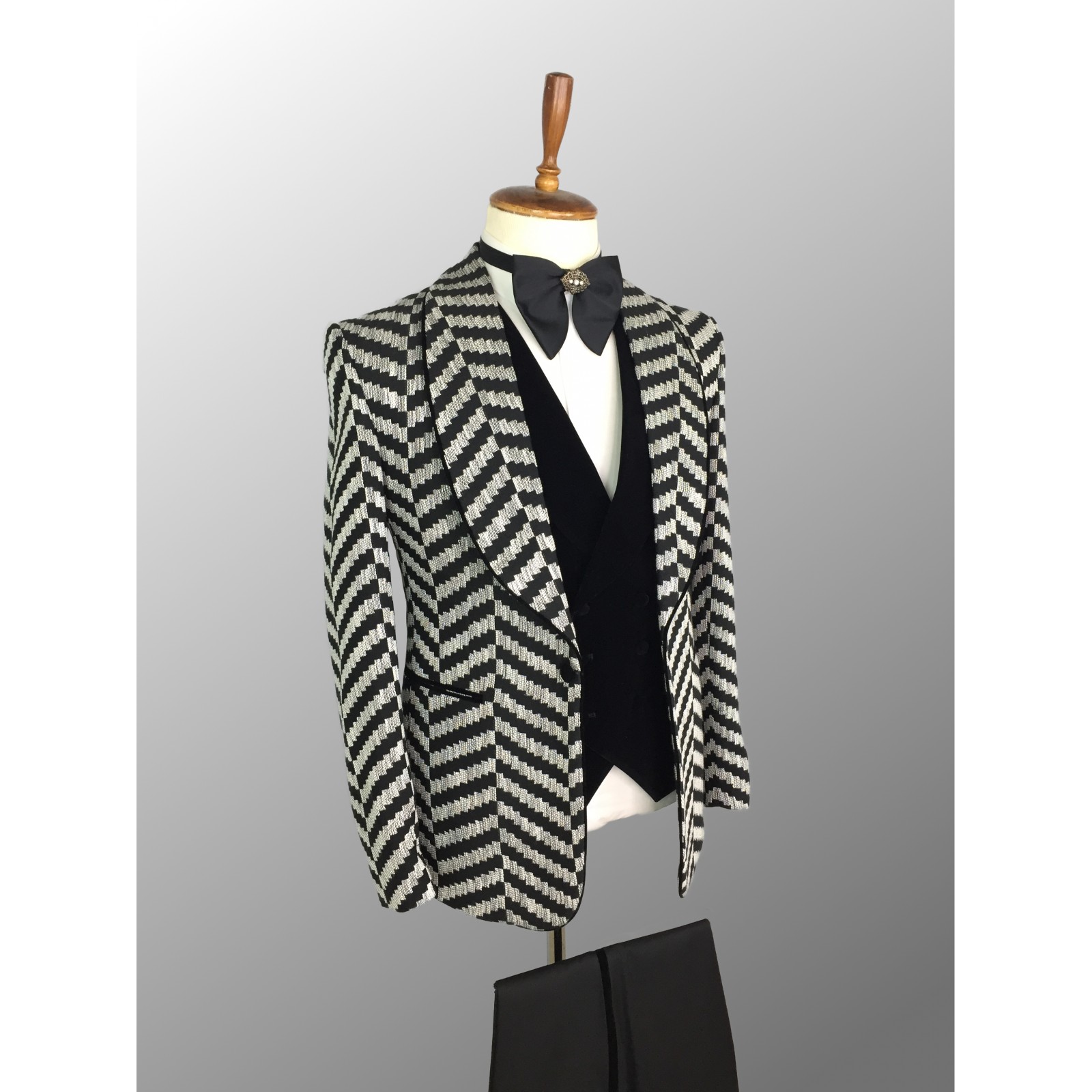 Gray and Black Patterned Tuxedo