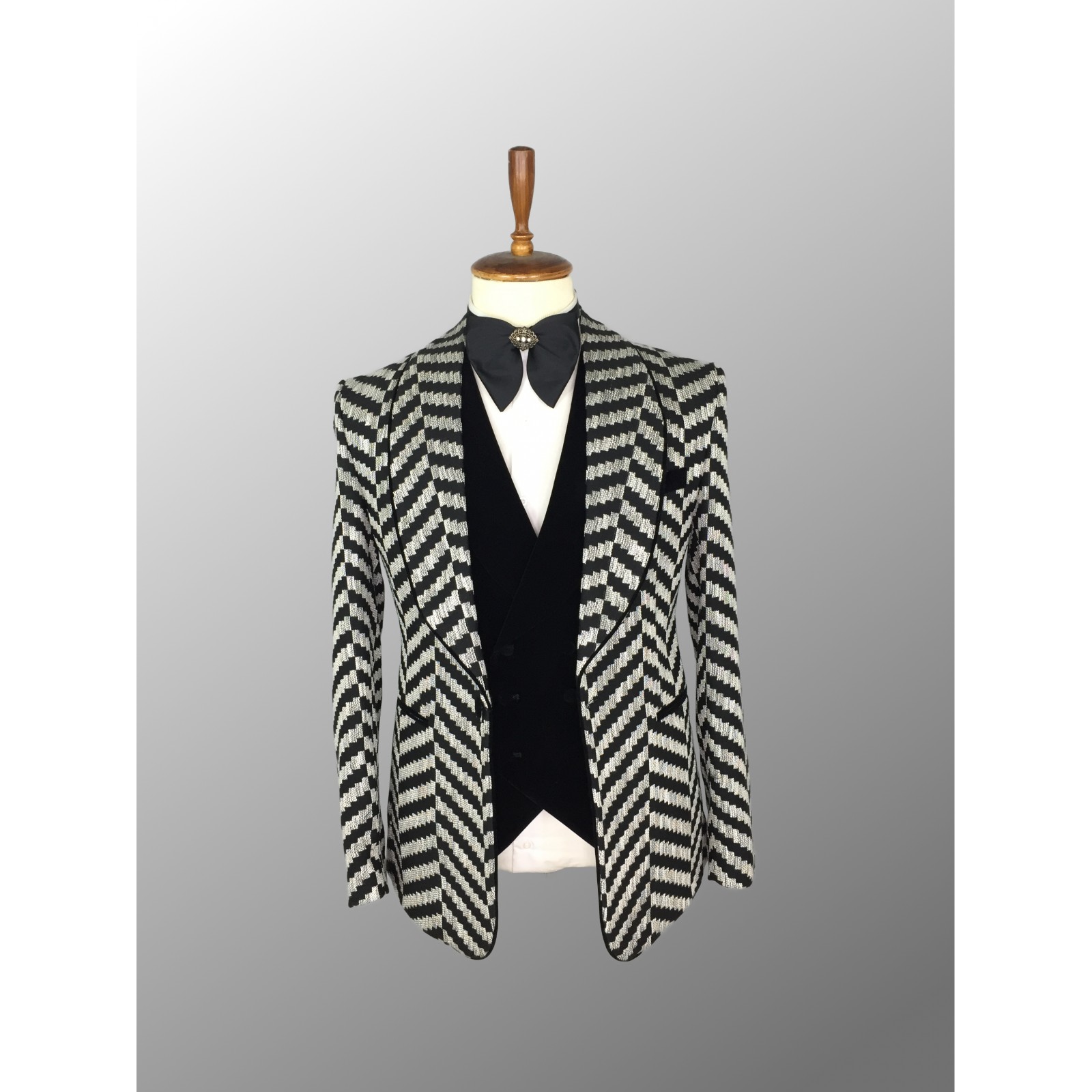 Gray and Black Patterned Tuxedo
