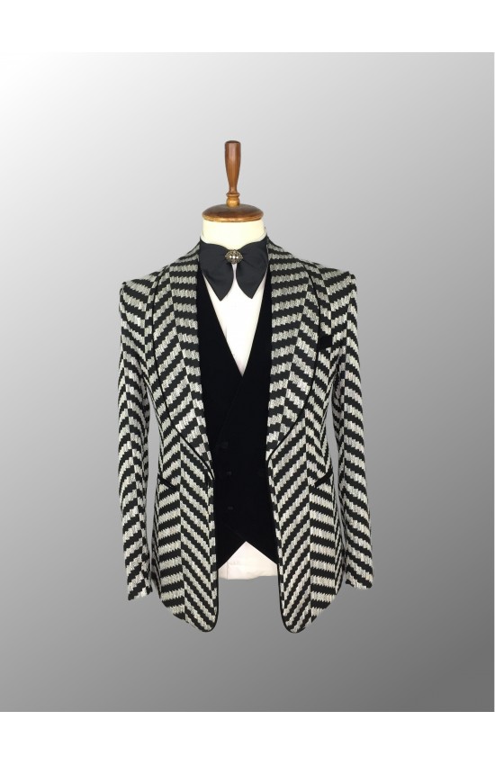 Gray and Black Patterned Tuxedo