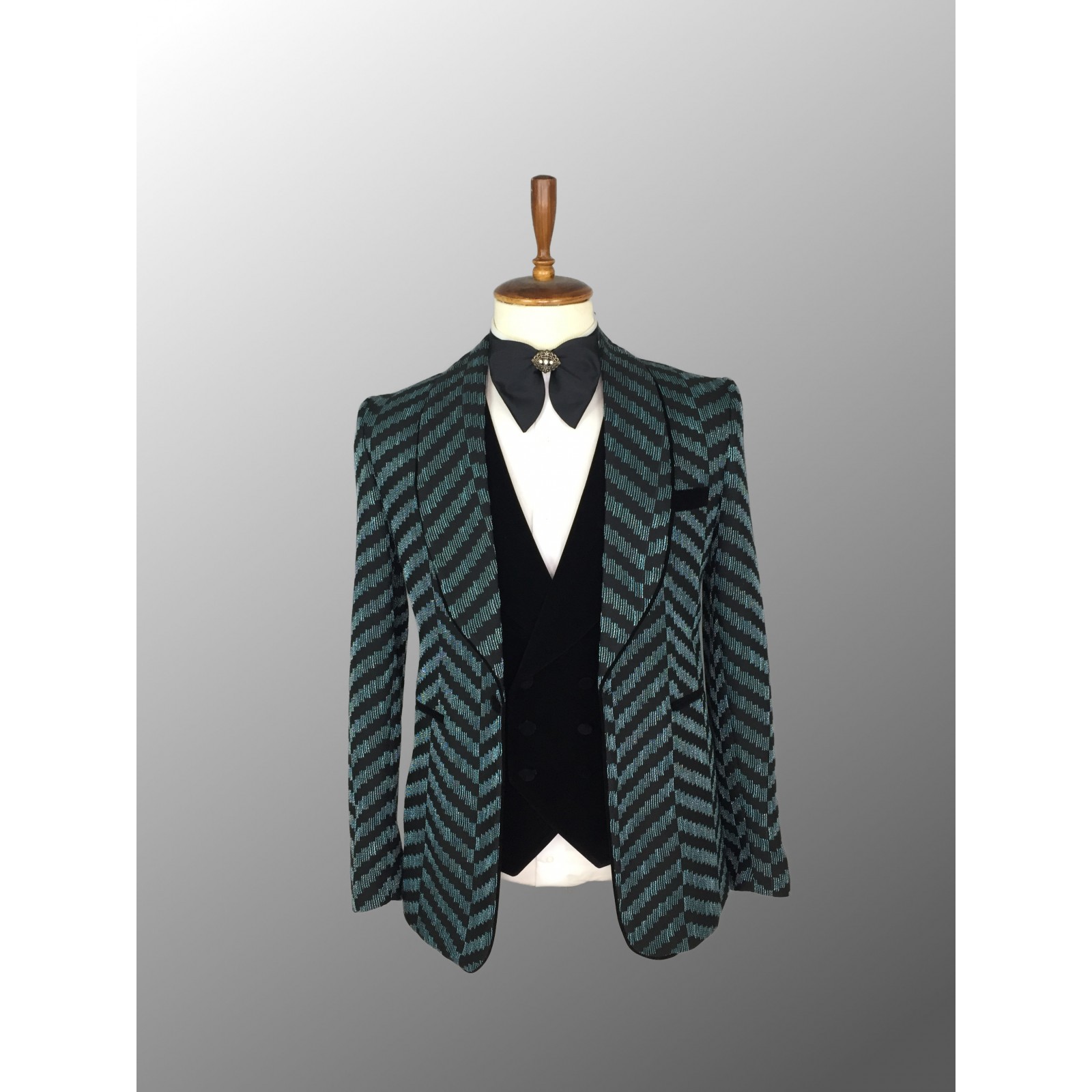 Green and Black Patterned Tuxedo