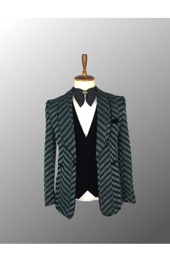 Green and Black Patterned Tuxedo