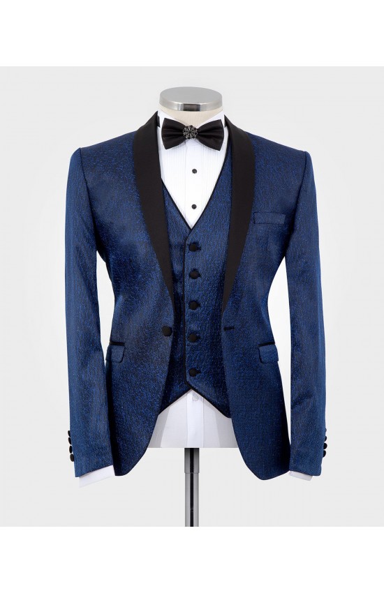 Shiny Navy Blue Tuxedo