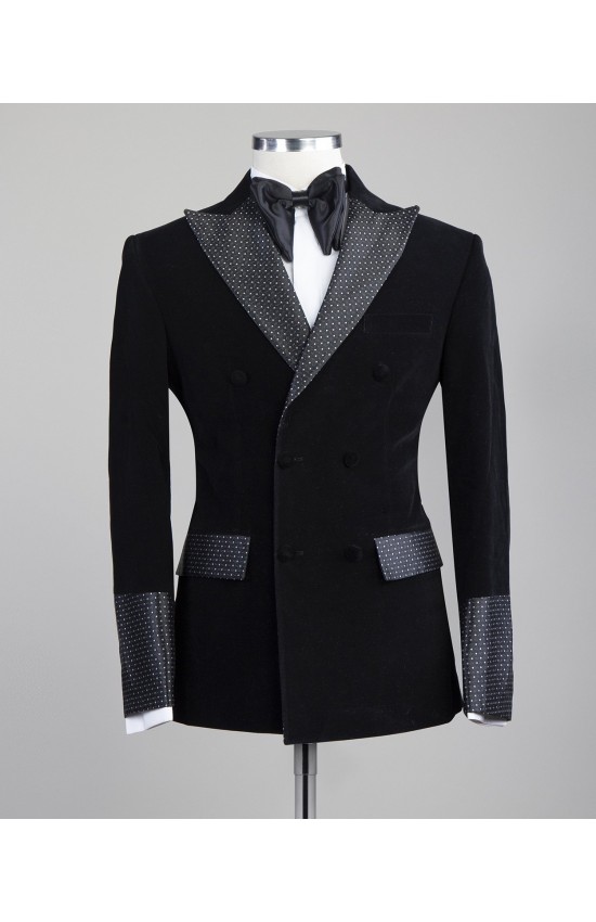 Velvet Pointy Silver Tuxedo