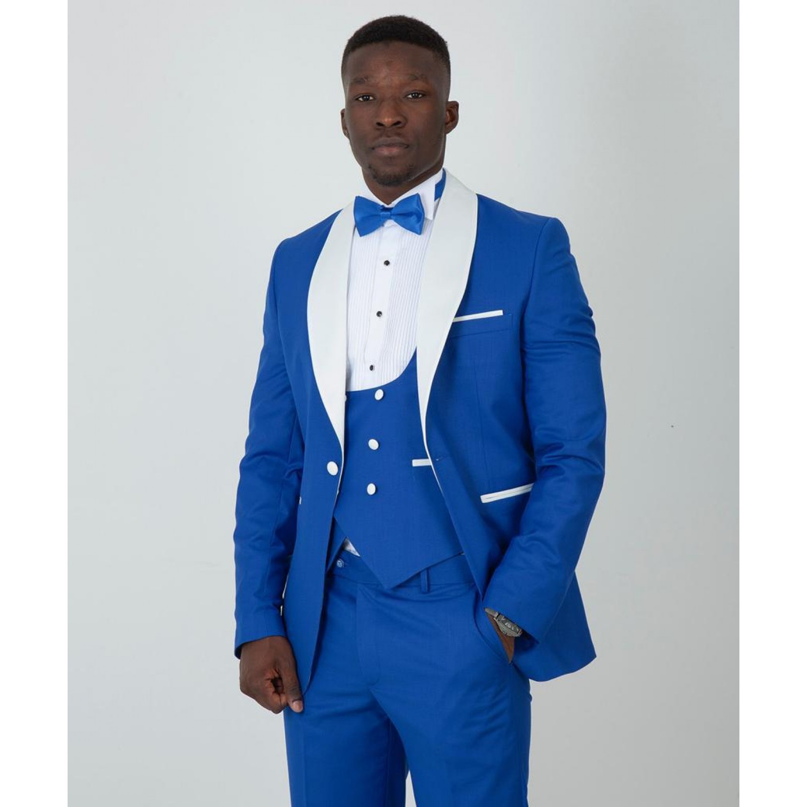 Royal Blue with White Lapel Tuxedo