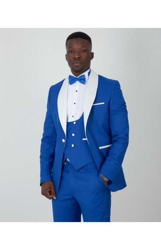Royal Blue with White Lapel Tuxedo