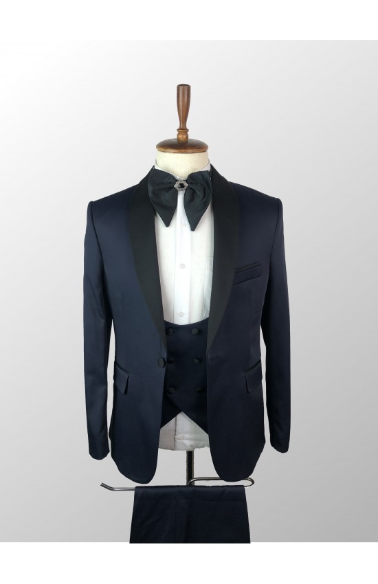 Shiny Navy Blue Tuxedo